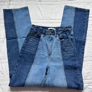 PacSunCow 90s boyfriend denim jeans womens 26 two tone colorblock straight